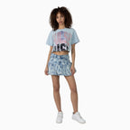Women's Fitted Rhinestone Cropped T-Shirt and Skirt Outfit