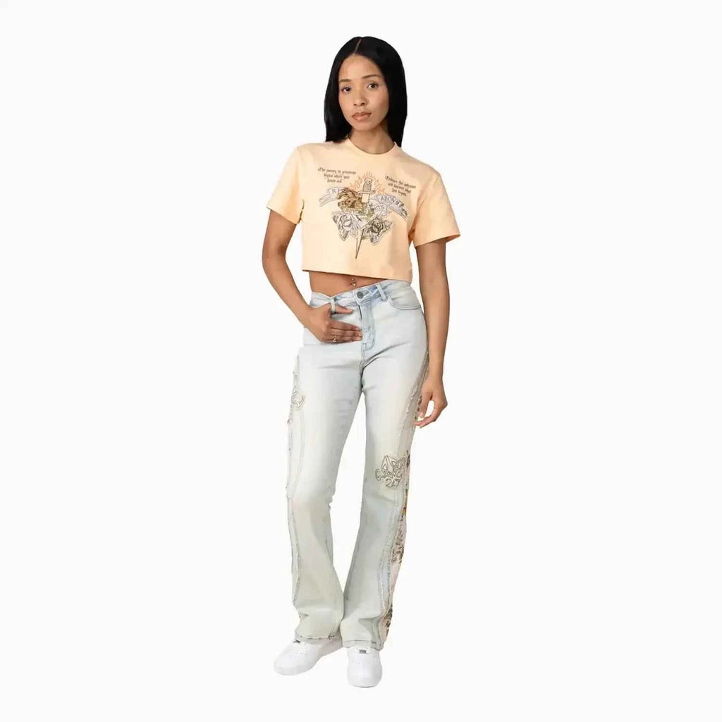 Women's High Rise Graphic Crop Outfit