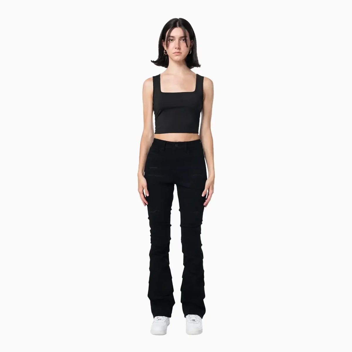 Women's High Rise Rip Off Stack Jeans