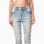Women's High Rise Stacked Applique Jeans Pant