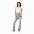 Women's High Rise Stacked Applique Jeans Pant