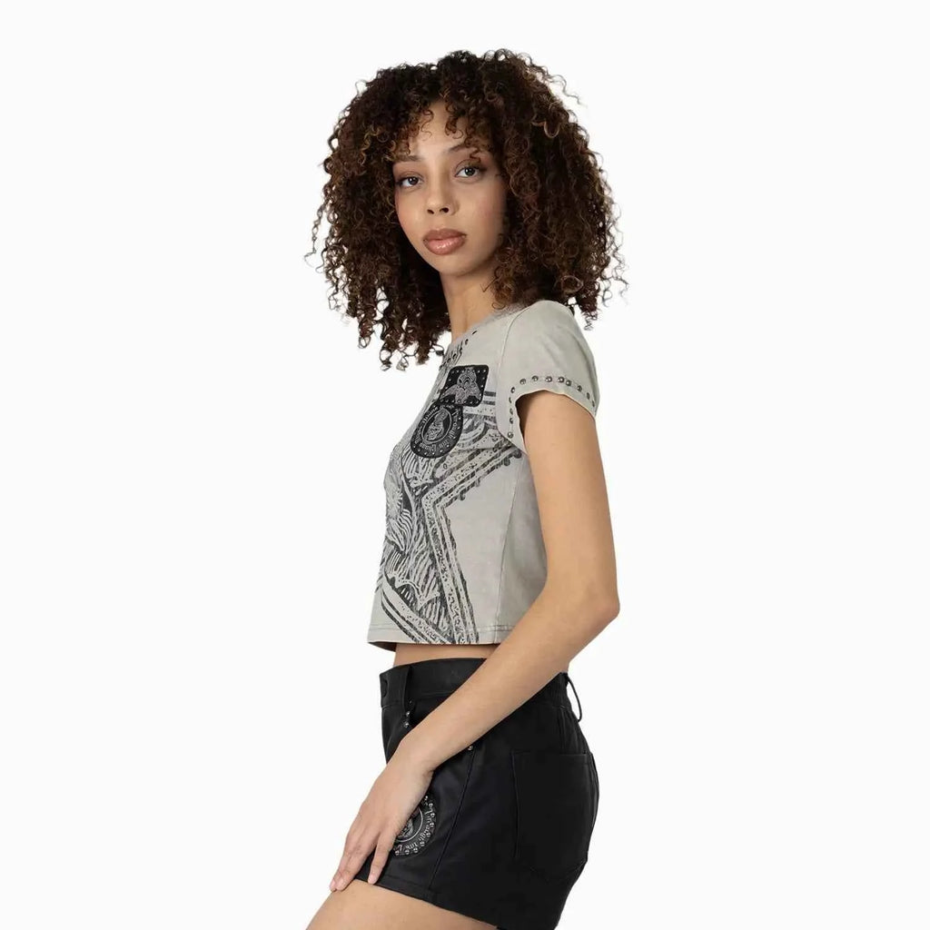 Women's Laser Printed Mid Rise Shorts and T-Shirt Outfit