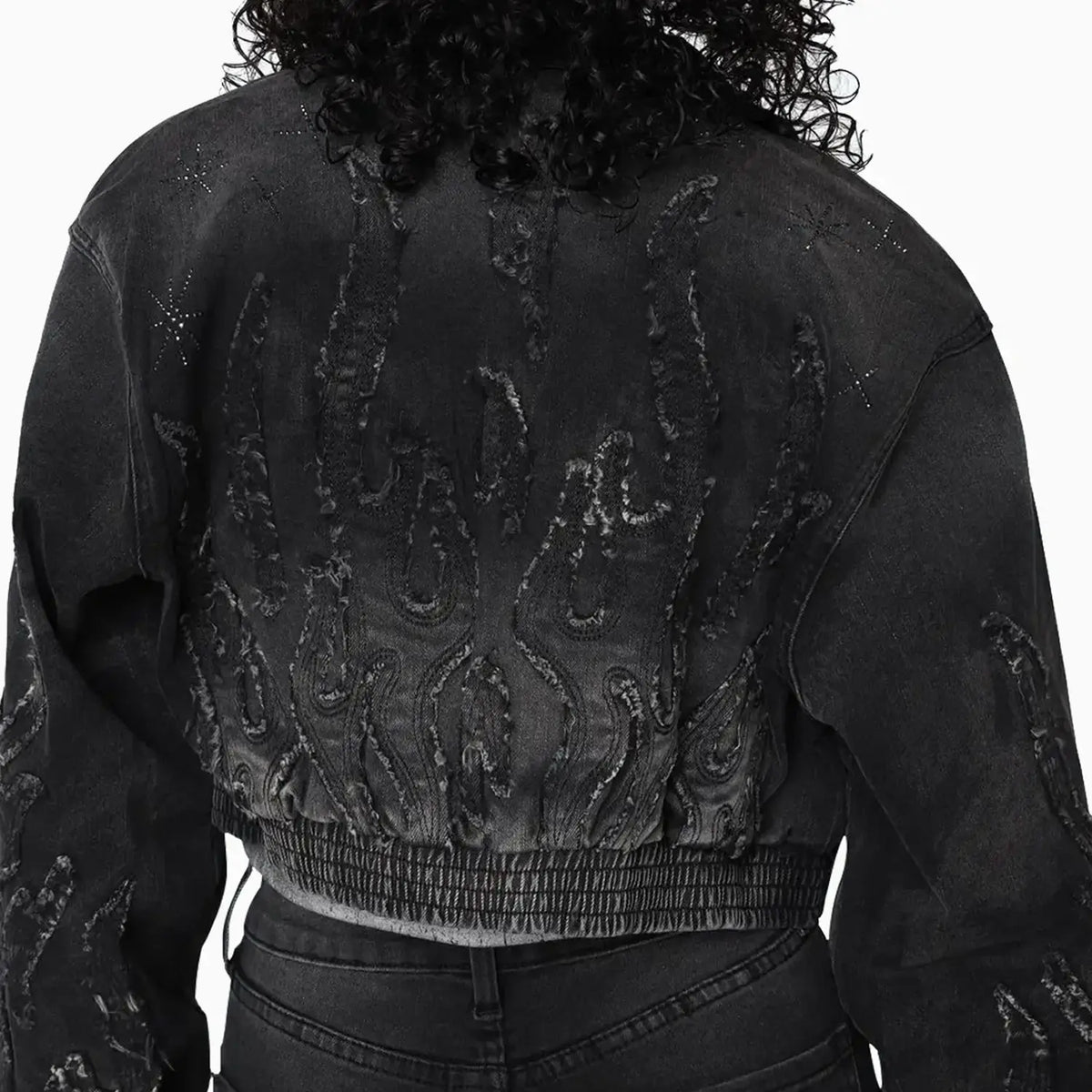 Women's Noir Rhinestone Denim Jacket & Jeans Outfit