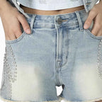 Women's Rhinestone Detail T-Shirt and Shorts Outfit