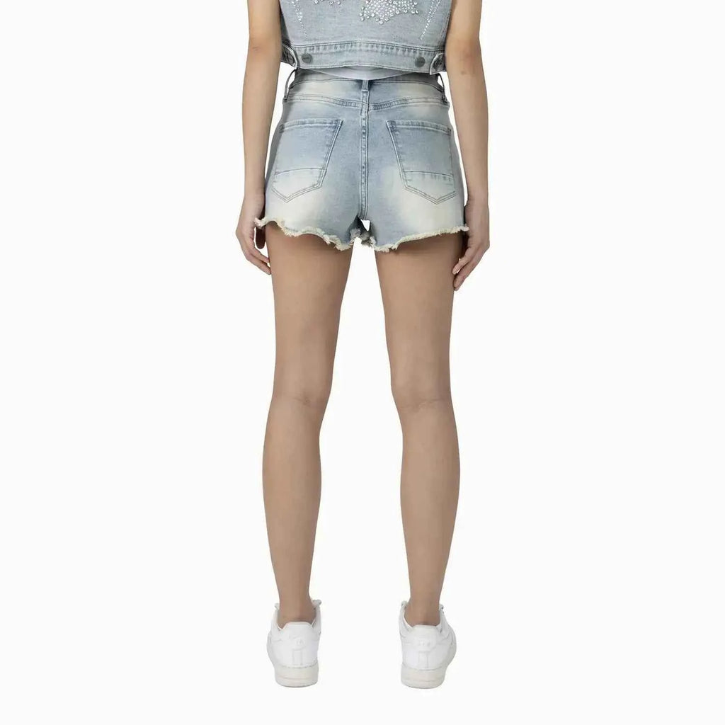 Women's Rhinestone Detail T-Shirt and Shorts Outfit
