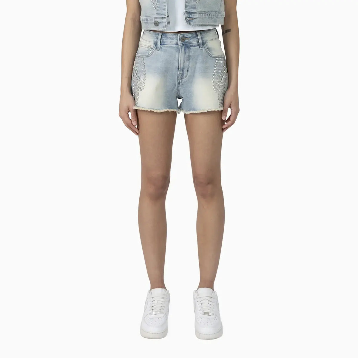 Women's Rhinestone Detail T-Shirt and Shorts Outfit