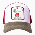 La gorra de camionero de dibujos animados en blanco y marrón claro
