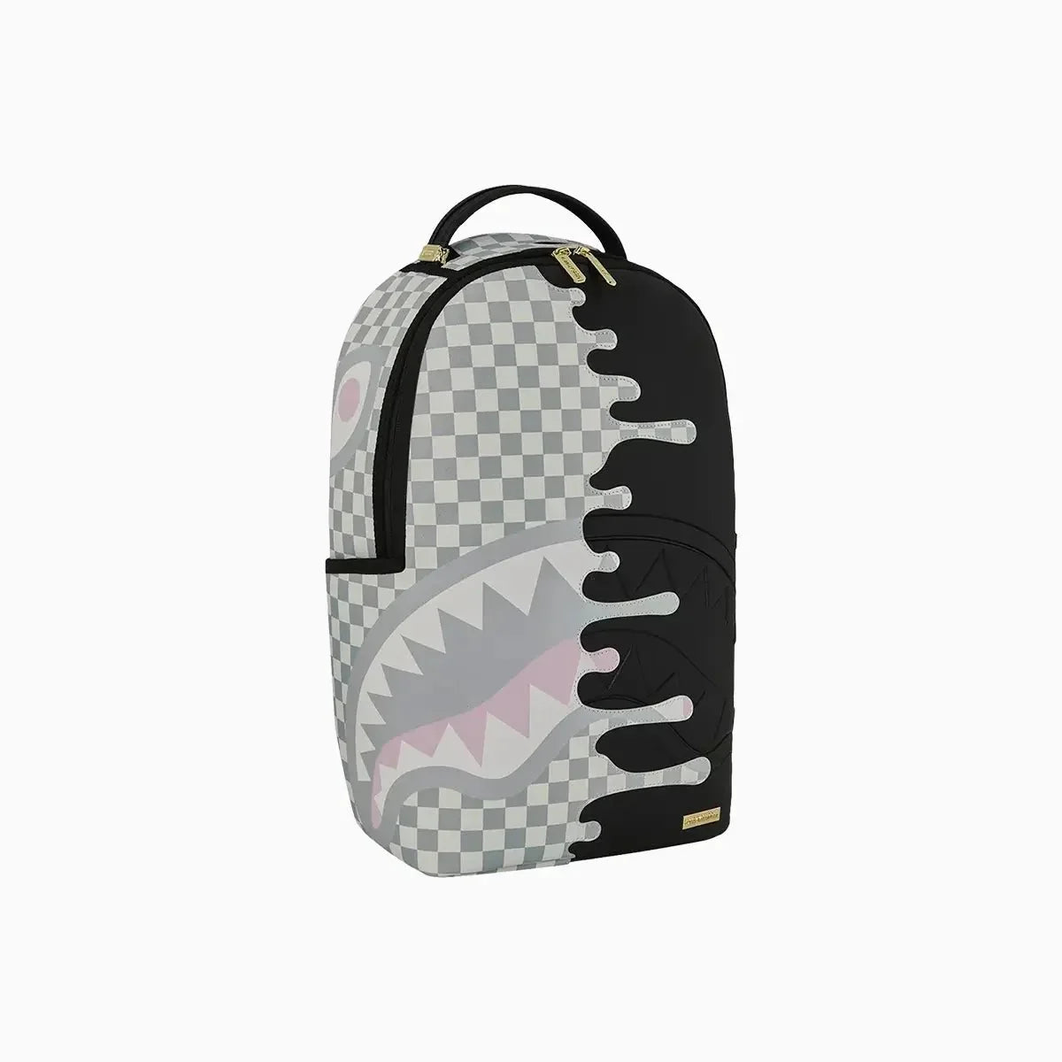 Mochila crema con ribete lateral a cuadros