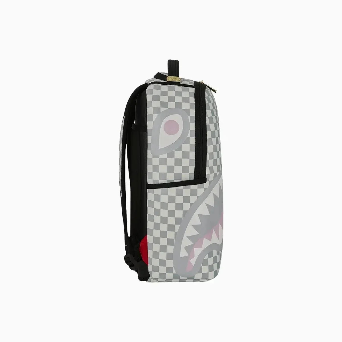 Mochila crema con ribete lateral a cuadros