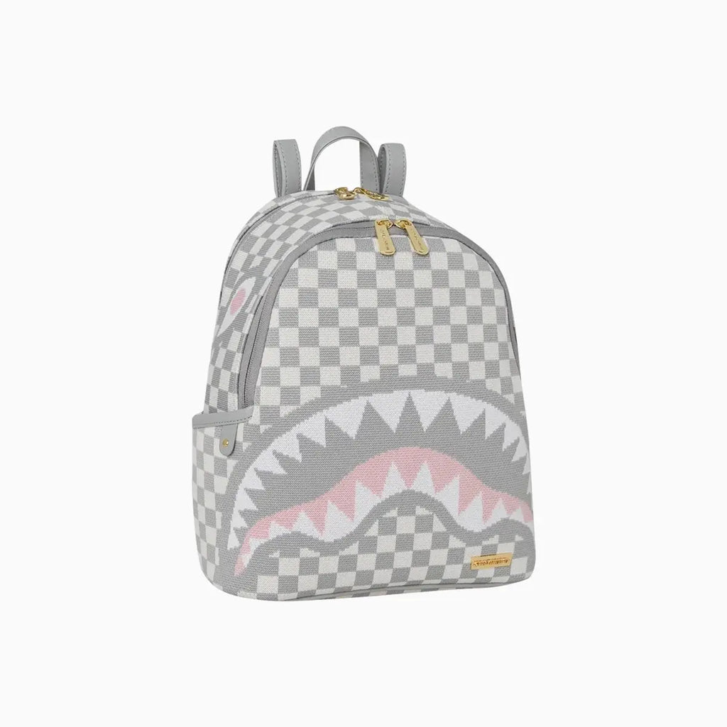 Sac à dos Savage motif requins tricotés à Paris, couleur crème