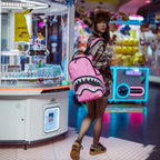 Mochila Dlxsv Cuadros Goteo Rosa y Negro
