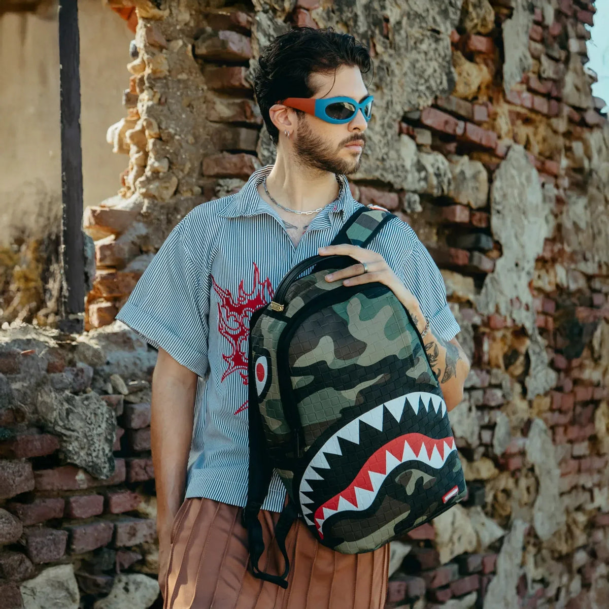 Woodland Camo Check Backpack