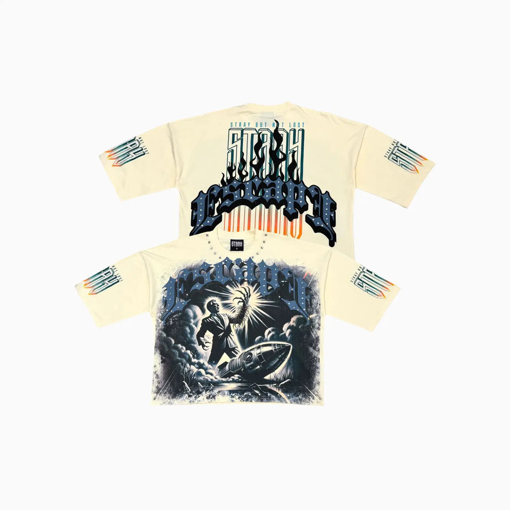 T-shirt court ample à motif Escape Stray pour homme
