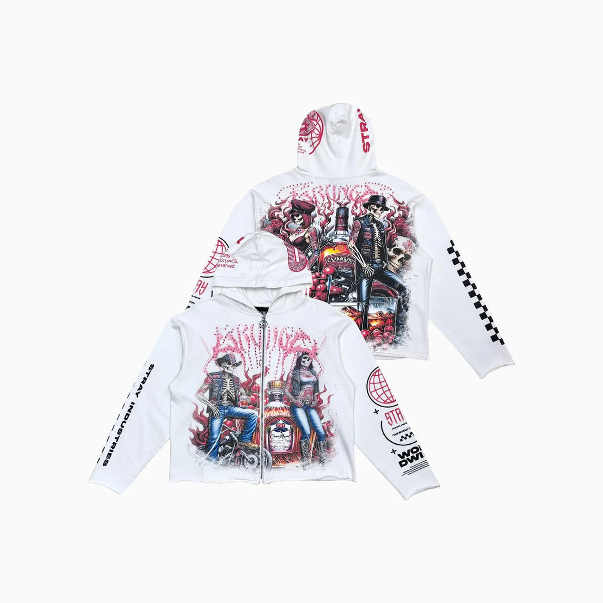 Men's Graphic Skeleton Rider Zip-Up Hoodie