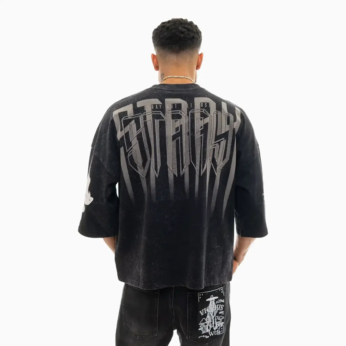 Men's Monarch Digital Skull Oversized Graphic T-Shirt
