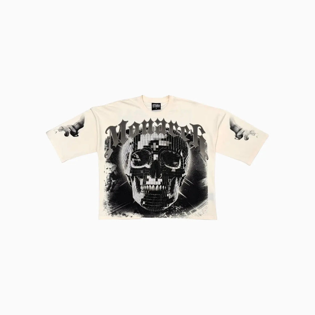 Camiseta Gráfica Oversize de Calavera Digital Monarch para Hombre