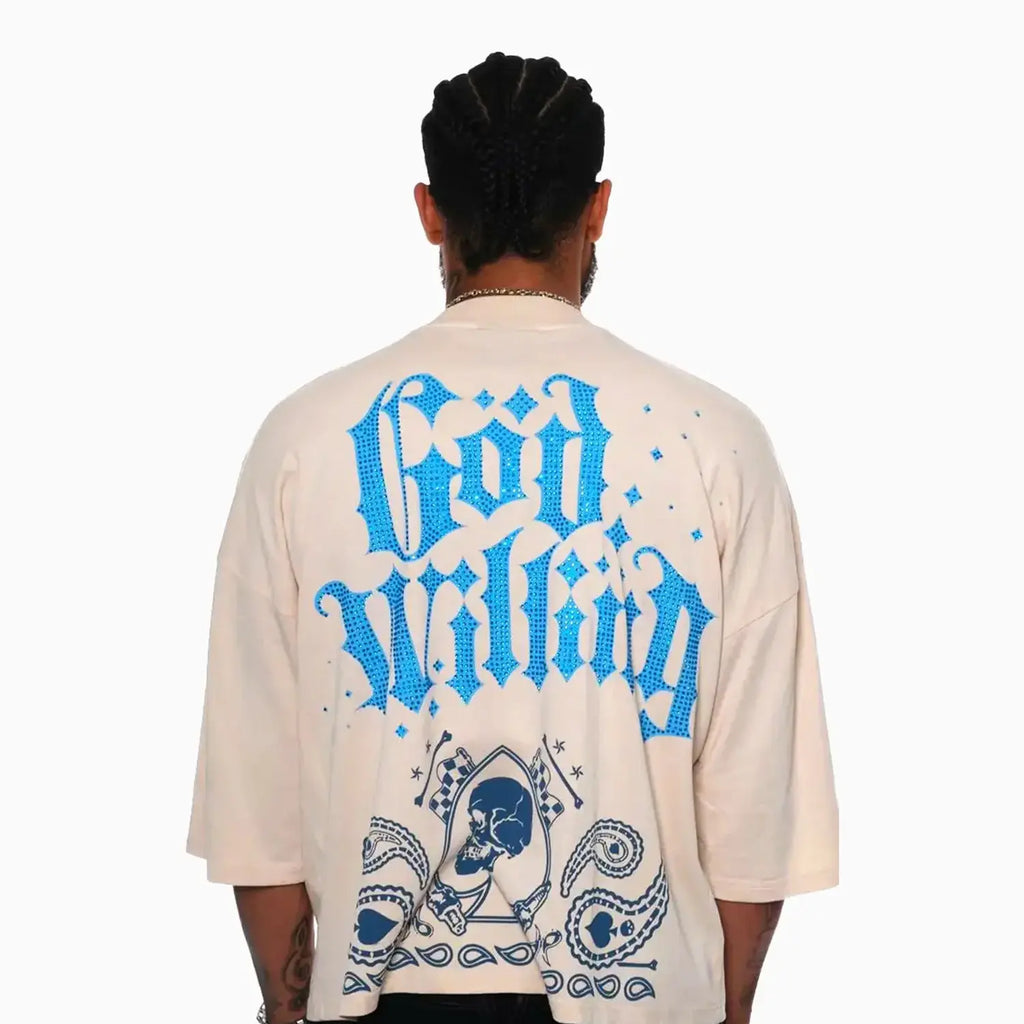 Camiseta de manga corta ancha de corte crop para hombre