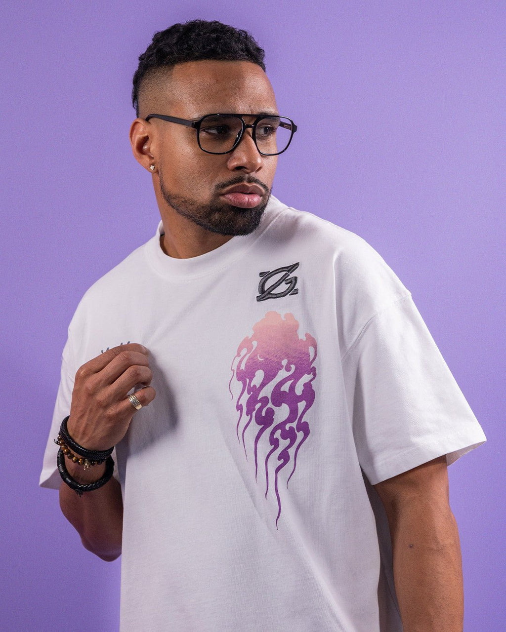 T-shirt teint en pièce effet flammé pour homme