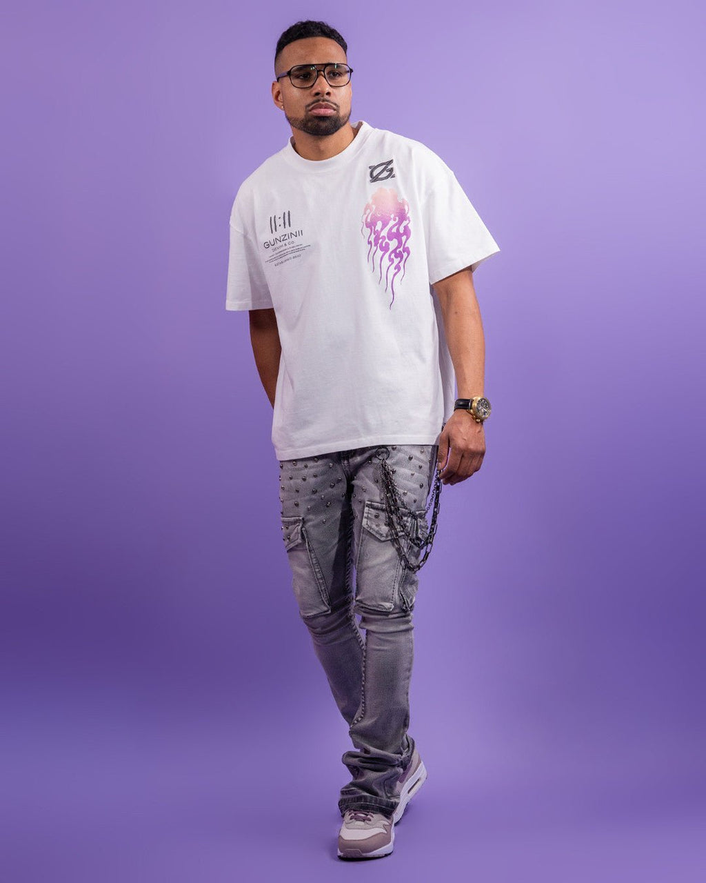 T-shirt teint en pièce effet flammé pour homme