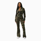 Women's Camo Velour Shrunken Outfit - Famous | Online Store