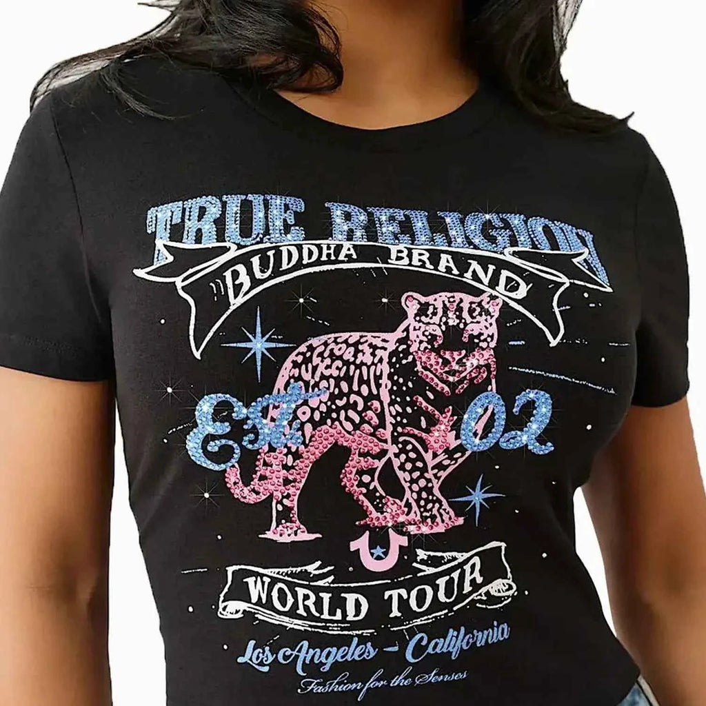 Women's Crystal Leopard Baby T-Shirt