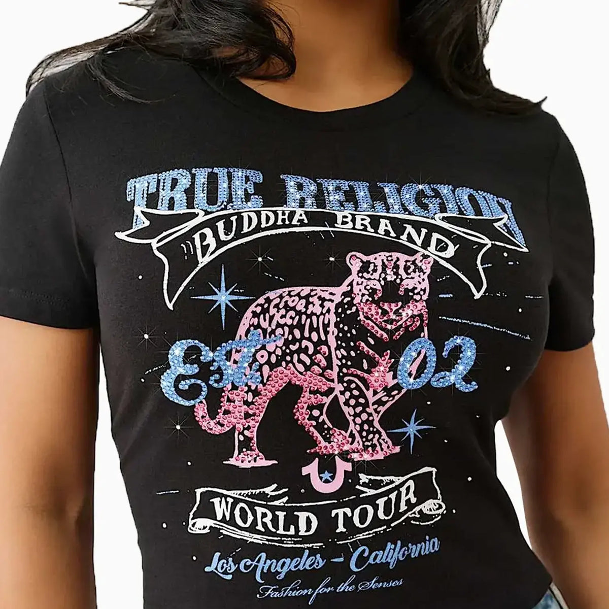 Women's Crystal Leopard Baby T-Shirt