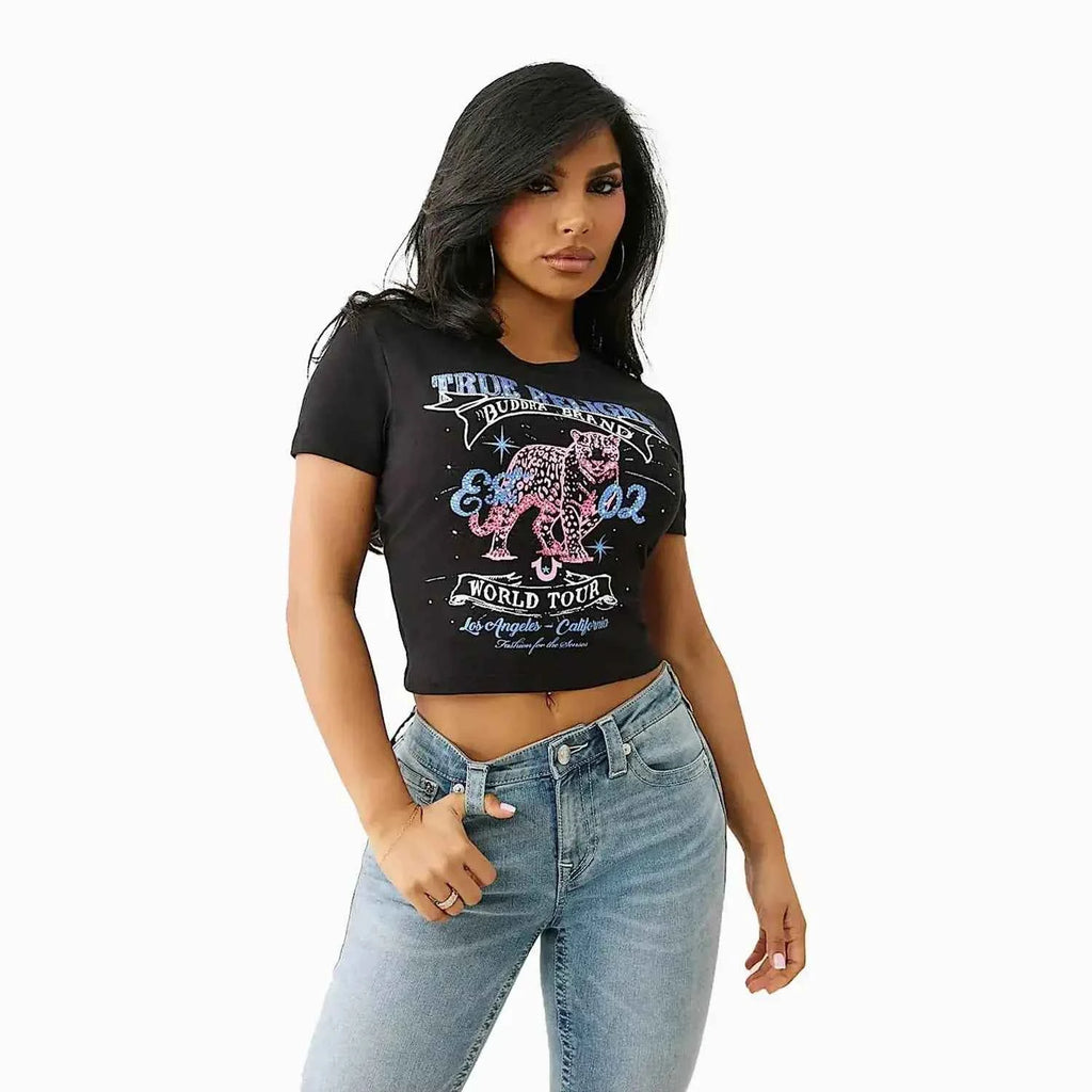 Women's Crystal Leopard Baby T-Shirt