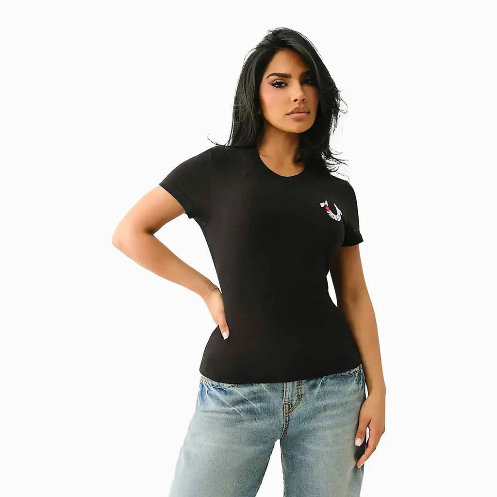Women's Embroidered 'I LOVE TRUE RELIGION' T-Shirt