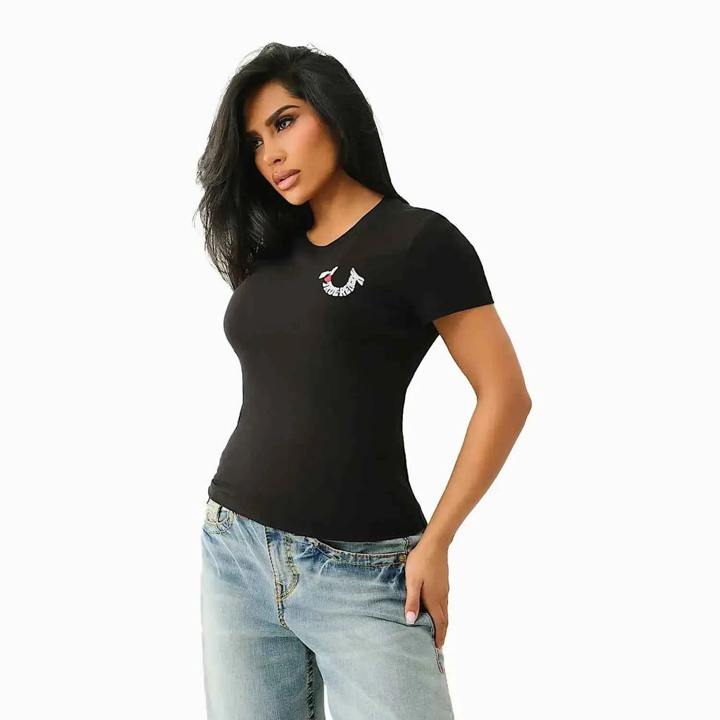 Women's Embroidered 'I LOVE TRUE RELIGION' T-Shirt