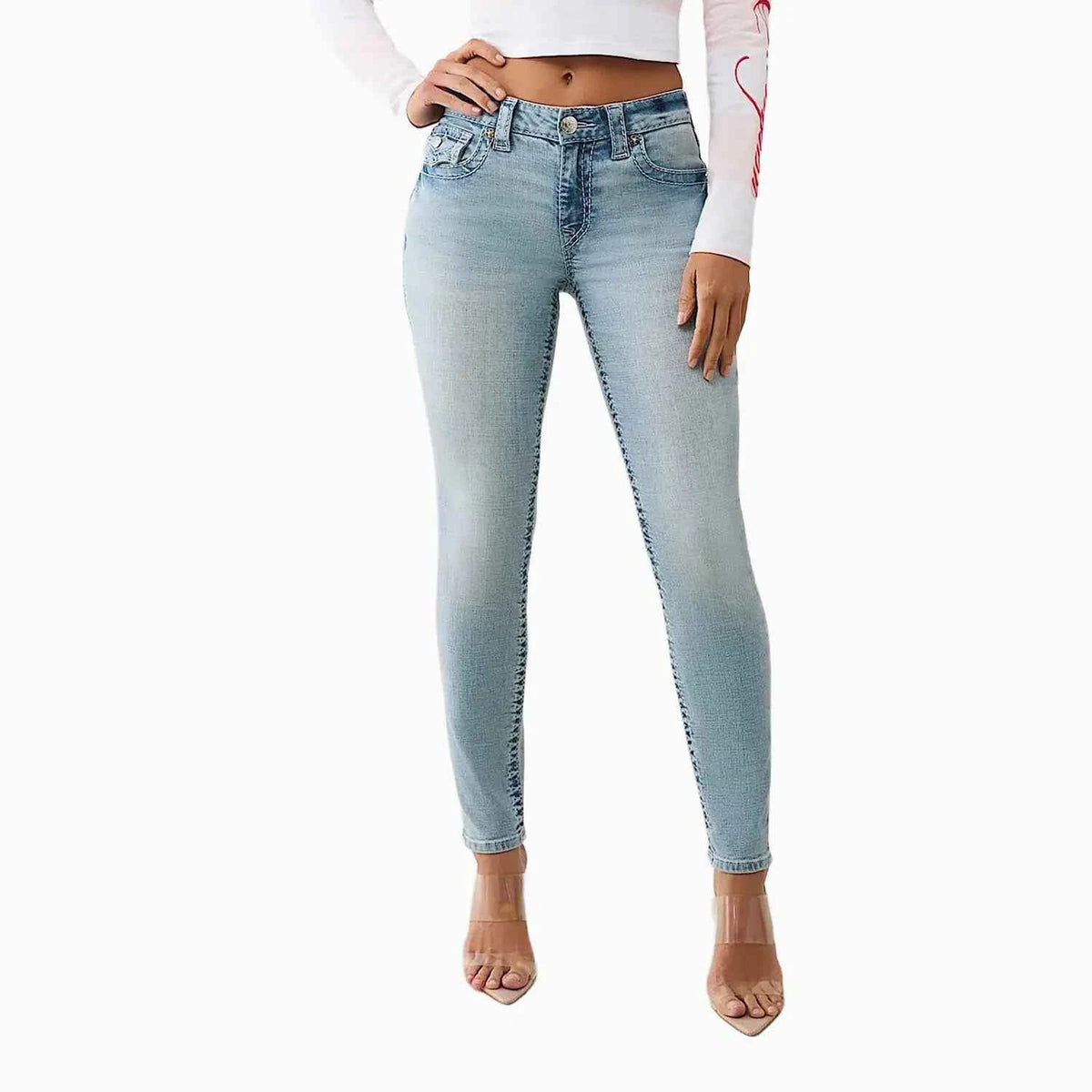 Women's Jennie Mid Rise Big T Flap Curvy Skinny Jean Pant