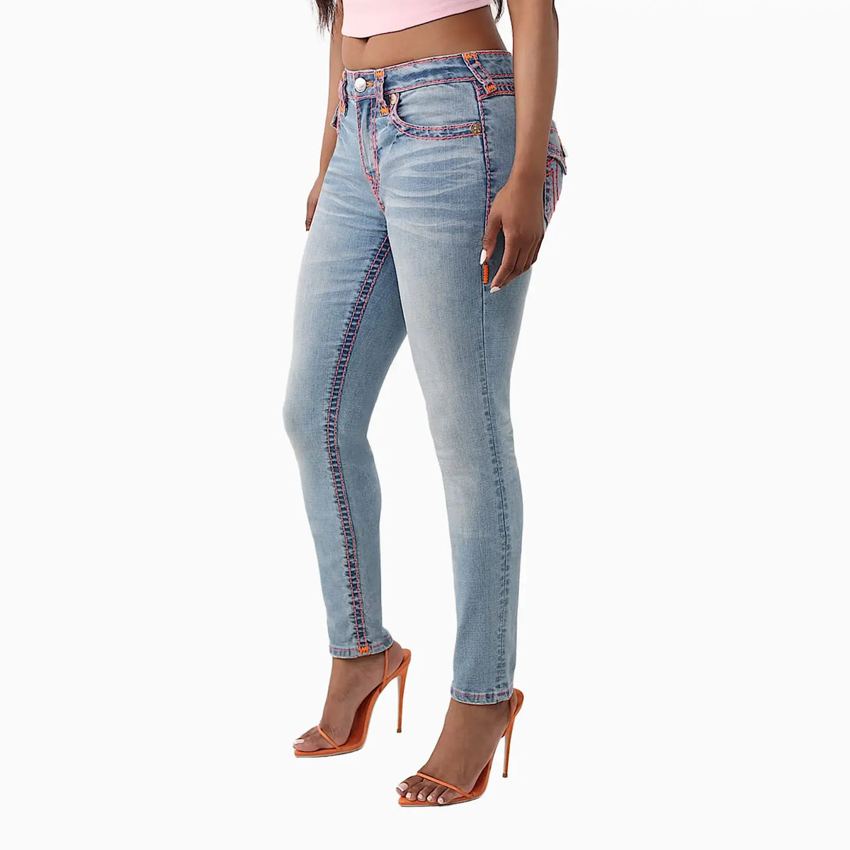 Women's Jennie Mid Rise Super T Flap Curvy Skinny Jean Pant