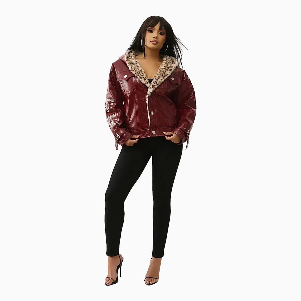 Women's Oversize Patent Leather Jacket - Famous | Online Store