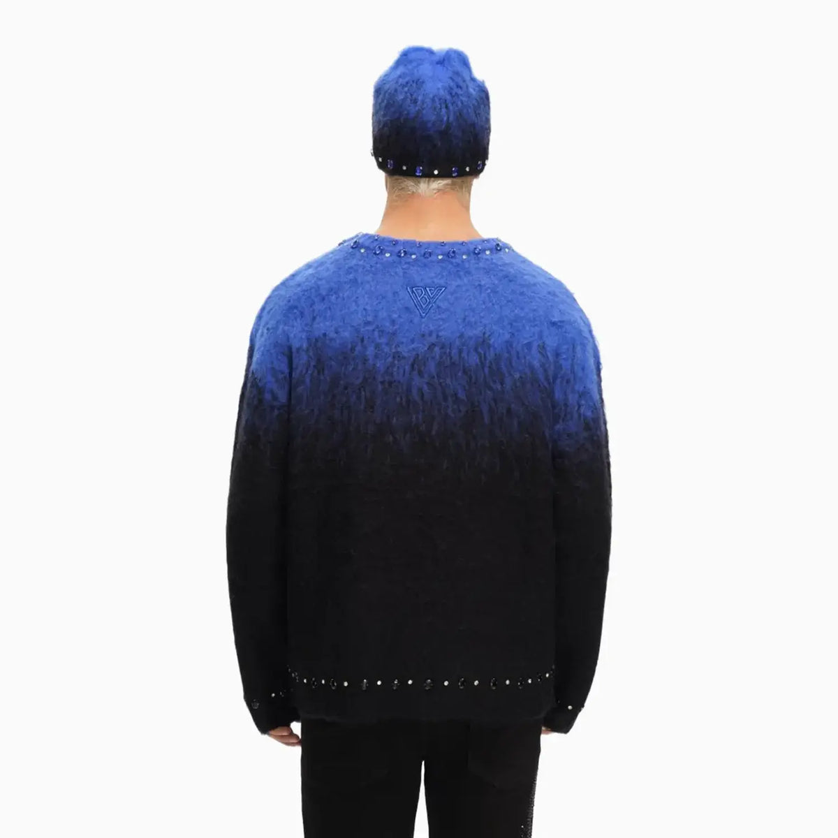 Men's Arranged Mohair Crew Neck Sweater