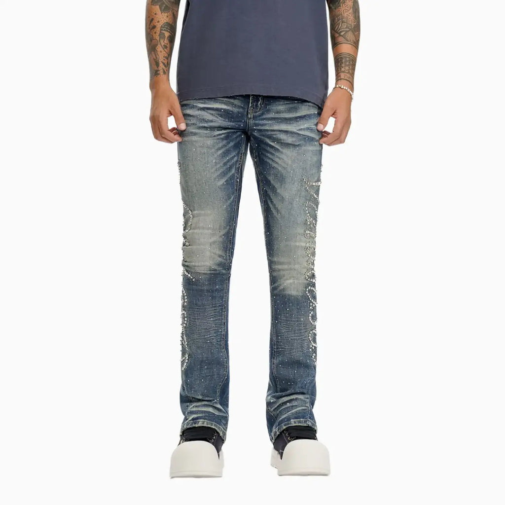Pantalon en jean treillis superposé pour homme