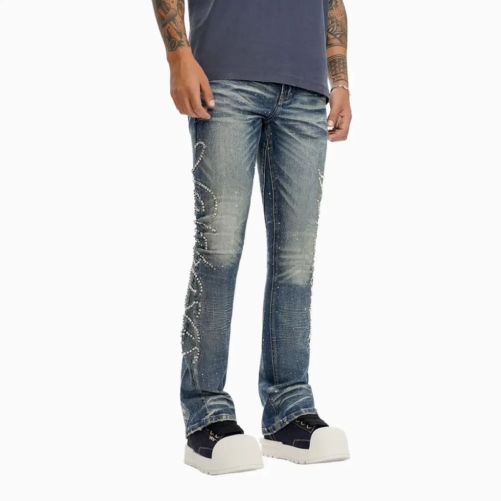 Pantalon en jean treillis superposé pour homme