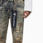 Pantalón de mezclilla apilado estático para hombre