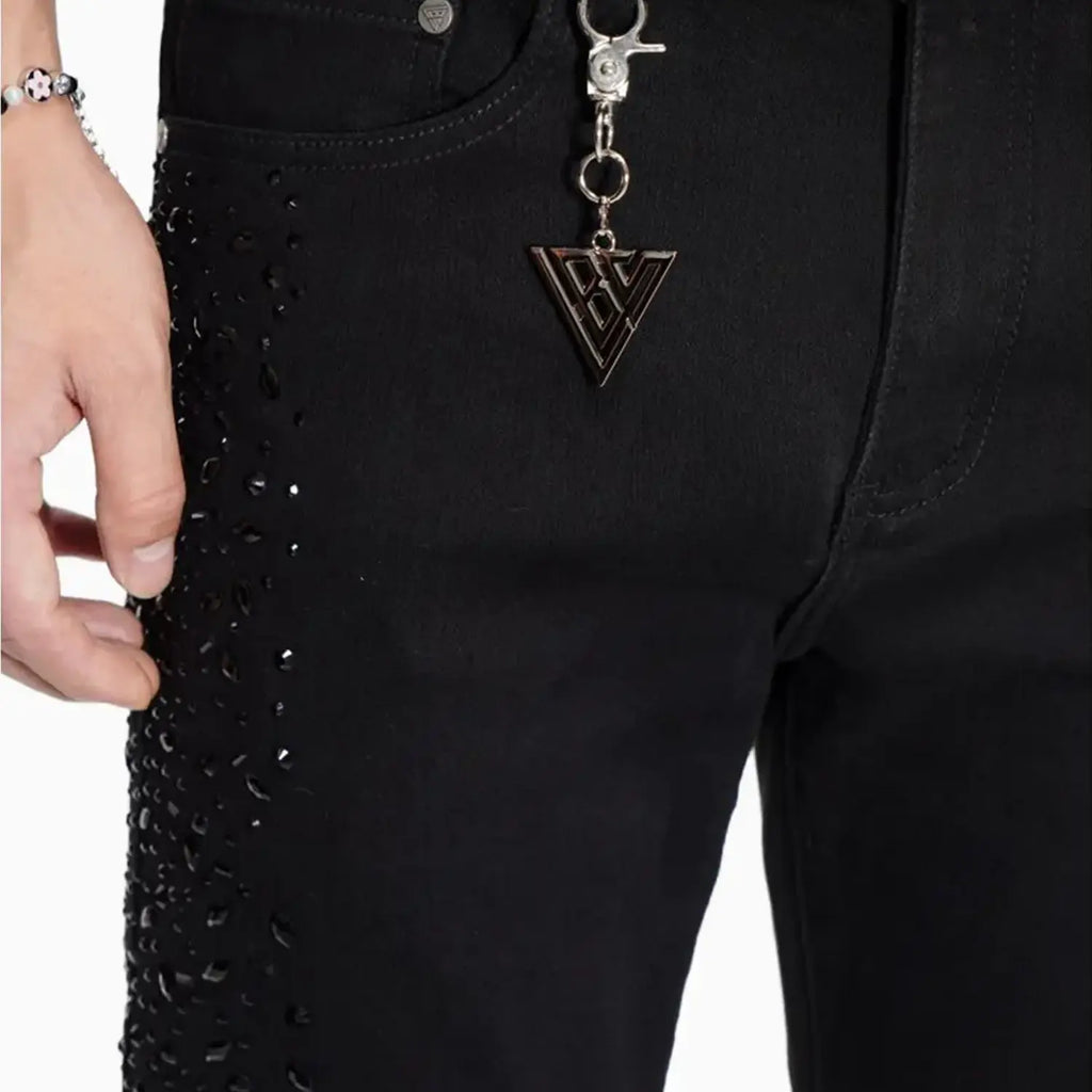 Pantalón de mezclilla para hombre apilado con efecto acampanado Jet