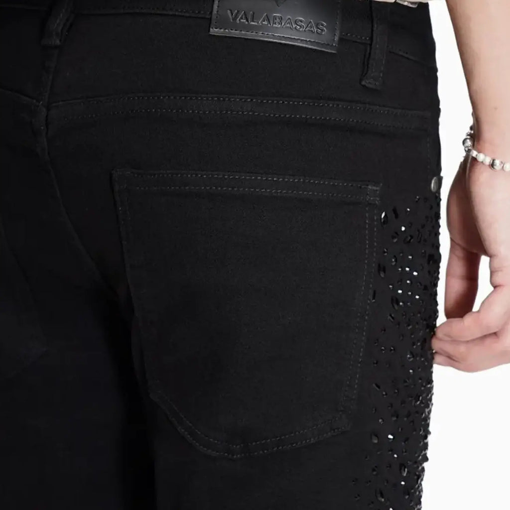 Pantalón de mezclilla para hombre apilado con efecto acampanado Jet