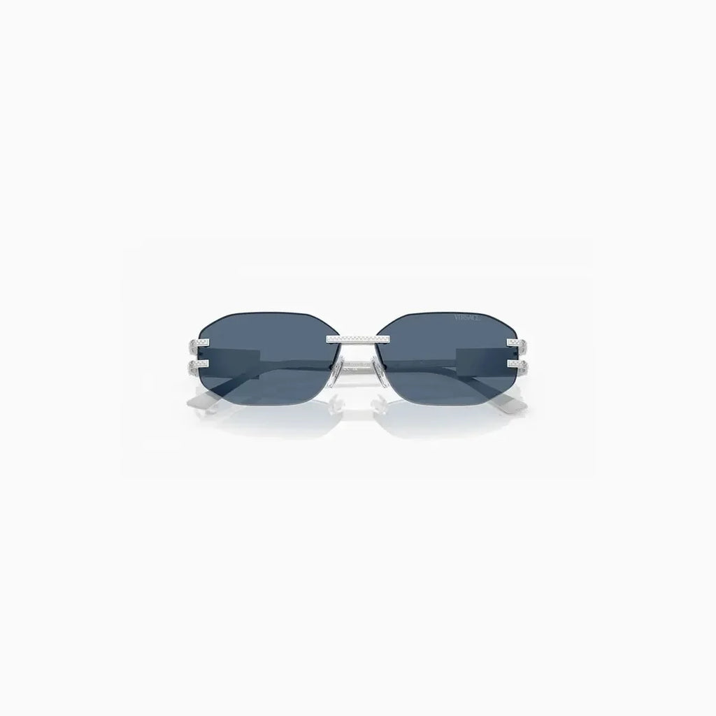Lunettes de soleil Versace bleues et argentées pour homme