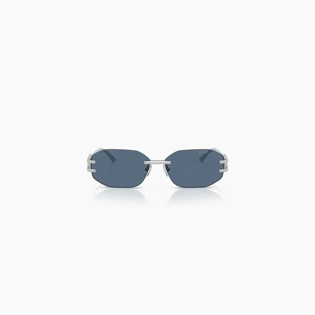 Lunettes de soleil Versace bleues et argentées pour homme