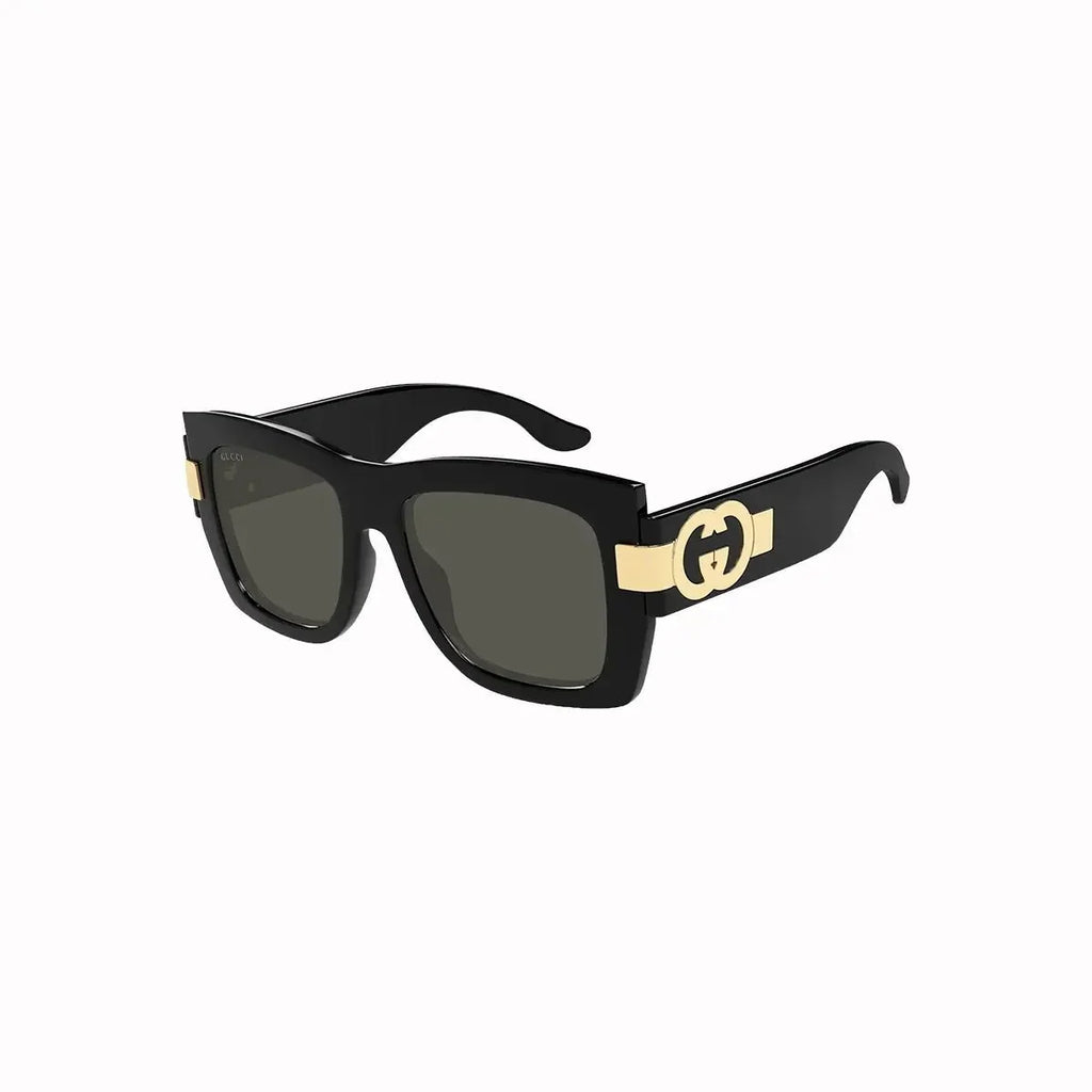 Women's Gucci Shiny Black Rectangular Sunglasses - Famous | Online Store